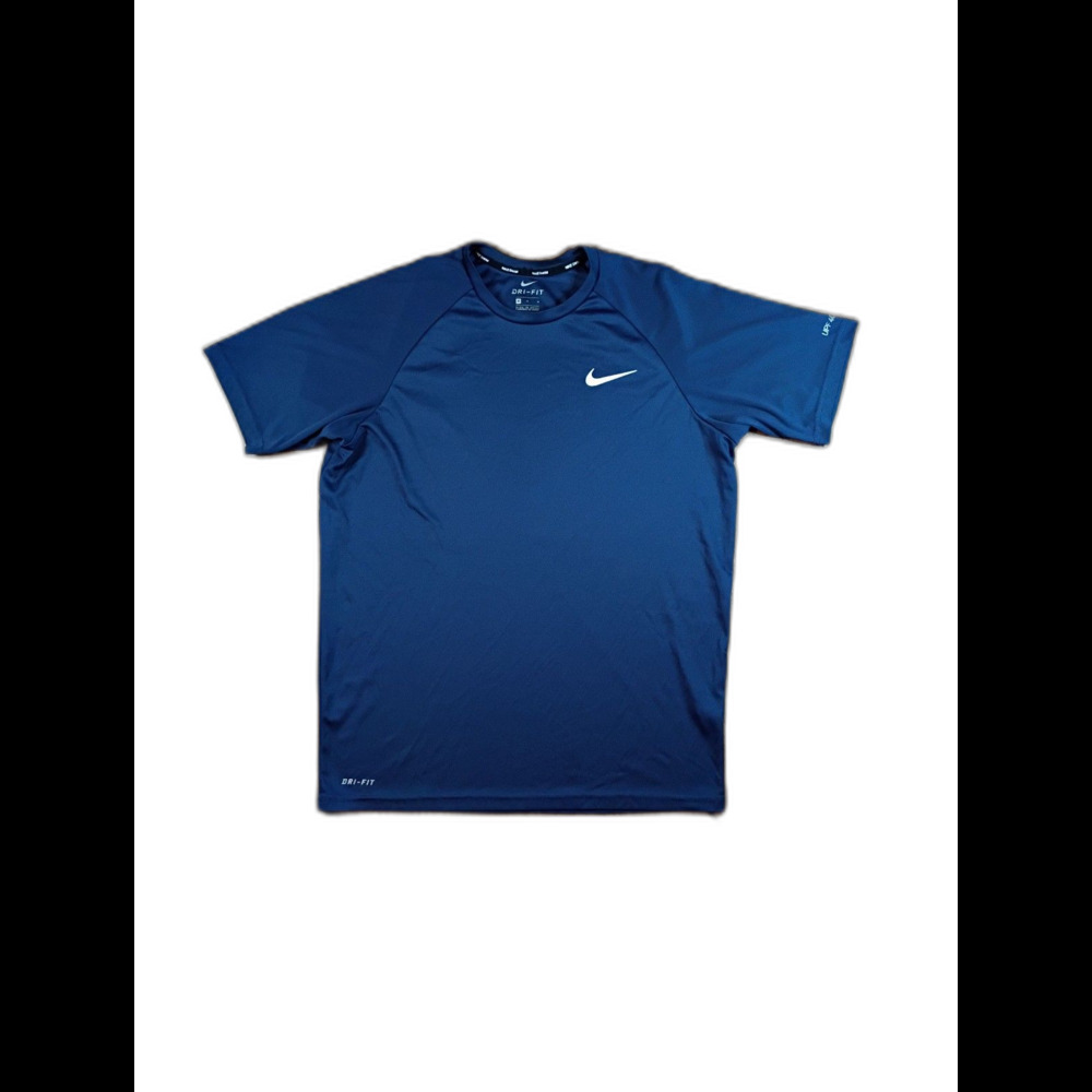 Nike Swim Dri-Fit Shirt Mens M Navy Short Sleeve UPF 40+